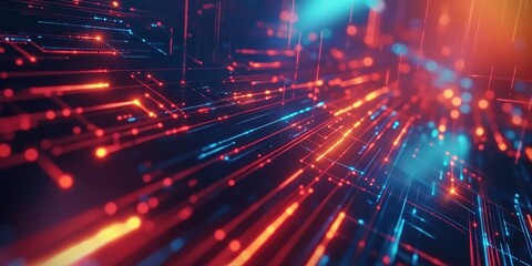 Obraz premium Futuristic Neon Tunnel with Vibrant Lights created by ai