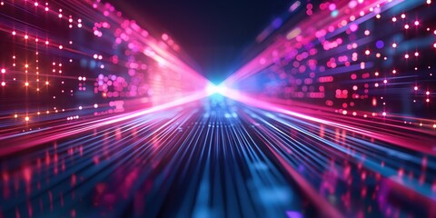 Futuristic Neon Tunnel with Vibrant Lights created by ai