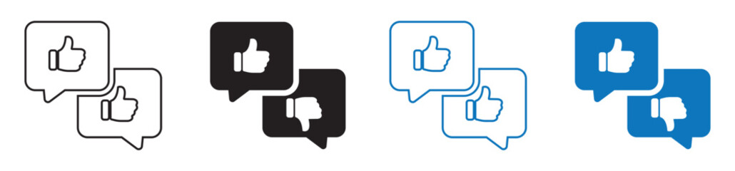 Feedback stroke and solid web icon set. Vector