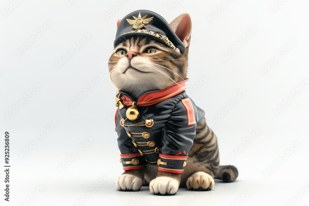 Wall mural a cat wearing military uniform