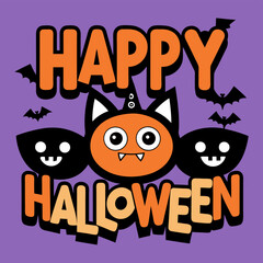 Happy halloween typography t-shirt design vector illustration, Happy Halloween text. Holiday background