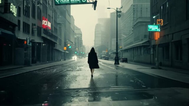 people walking in the city night dark alone wandering