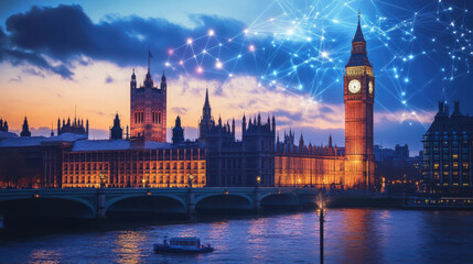 Fototapeta premium Export technology in the UK: Fintech solutions and pharmaceutical advancements,