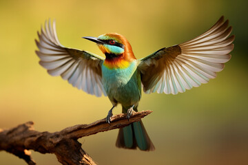 Fototapeta premium chestnut-headed bee-eater merops leschenaulti getting