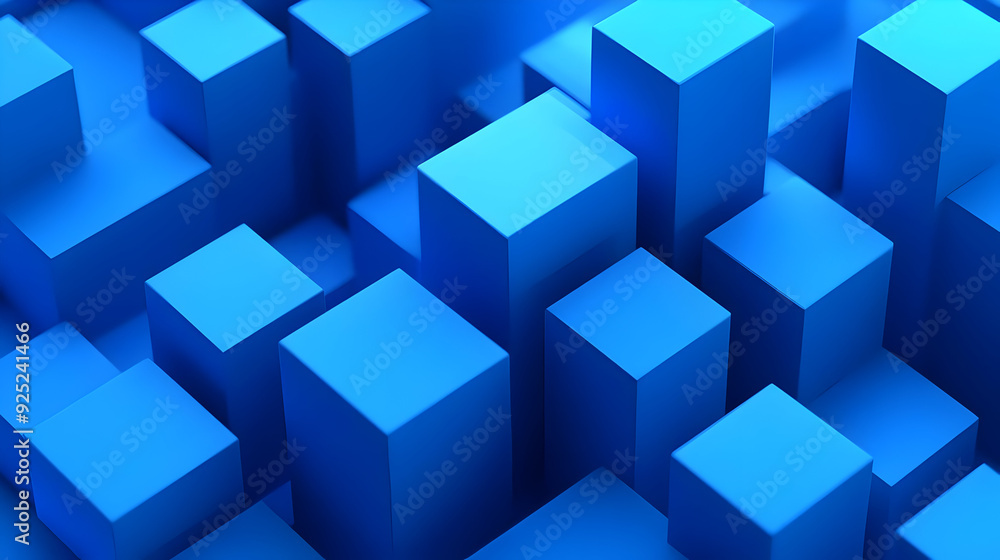 Poster a collection of blue 3d blocks arranged in varying heights, creating a modern abstract design.