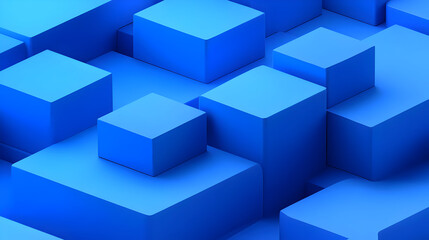 A collection of blue 3D cubes arranged in a visually appealing pattern.