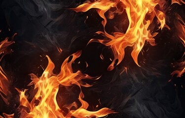 Fototapeta premium Fire flames on dark background.