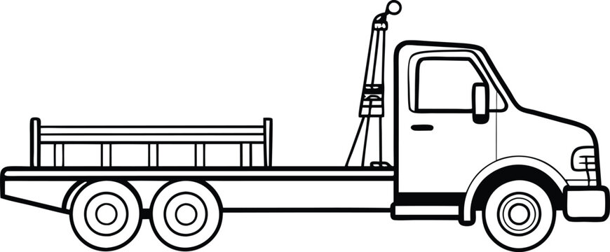 recommend clip art: tow truck line art illustration black and white