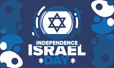 Israel Independence Day. National holiday, celebrated annual. Israel flag. Star of David, jewish symbol. Patriotic sign and elements. Poster, card, banner and background. Vector illustration