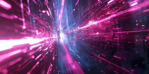 Futuristic Neon Tunnel with Vibrant Lights created by ai