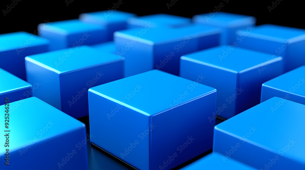 Aufkleber a collection of blue, glossy cubes arranged in a visually appealing pattern.