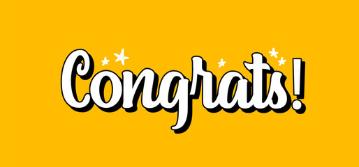 Congrats lettering calligraphy. Hand drawn vector for congratulations greeting card.