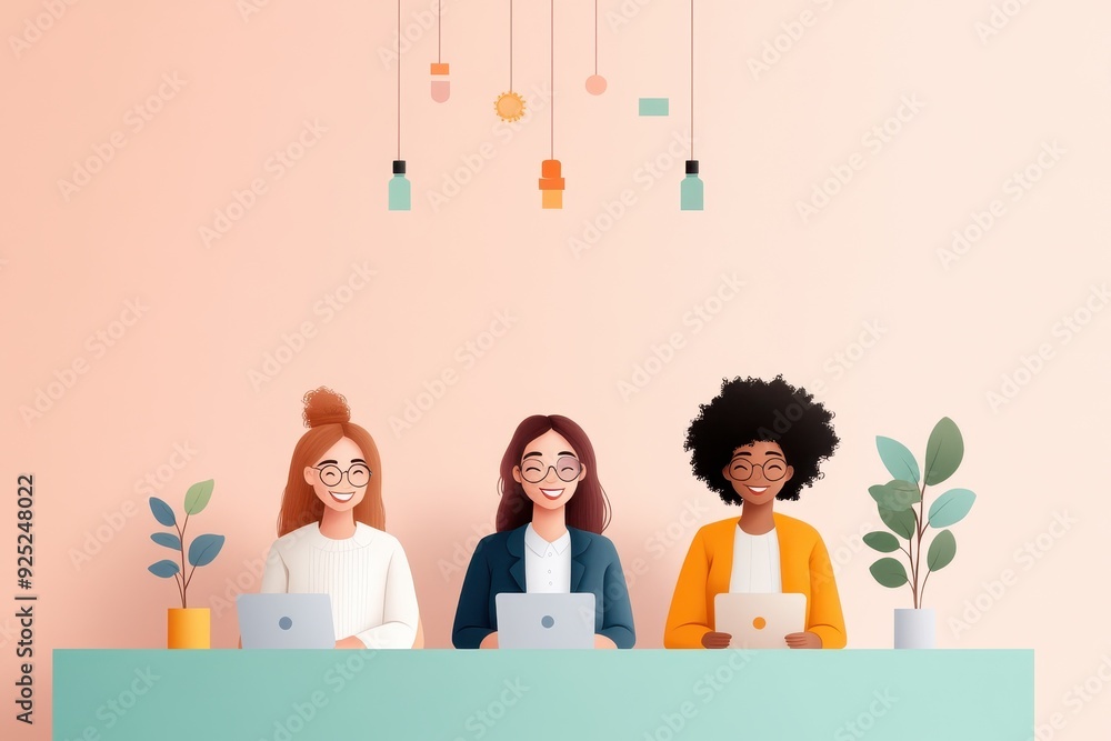Aufkleber creative teamwork in a diverse office: colorful data analysis discussion in an inclusive workplace s