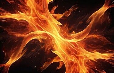 Fototapeta premium Fire flames on dark background.