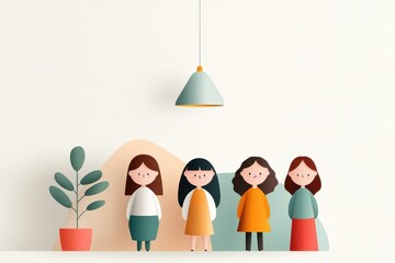 Vibrant Diverse Team Meeting in Hand-Drawn Office - Illustrative Vector Concept of Dynamic Office Culture and Teamwork Collaboration