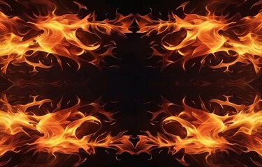 Fototapeta premium Fire flames on dark background.