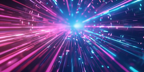 Fototapeta premium Futuristic Neon Tunnel with Vibrant Lights created by ai