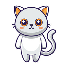 Cute Ghost Cat Standing Cartoon Vector Icon Illustration