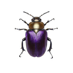 A vibrant and detailed close-up of a colorful beetle showcasing its iridescent purple and golden features.