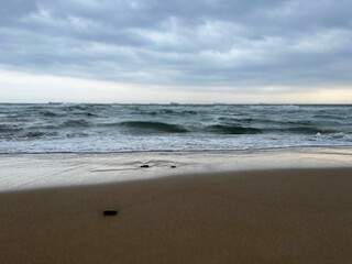 Seascape under a cloudy sky. Skagerrak, Kattegat strait in Skagen, Denmark