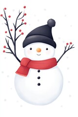 Adorable Christmas eve character cartoon. A collection of 2D Christmas images and characters. Santa Claus, snowman, house, and trees in a Christmas card.