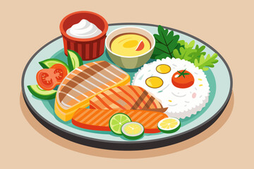 Illustration vector of Healty Breakfast Egg and simple