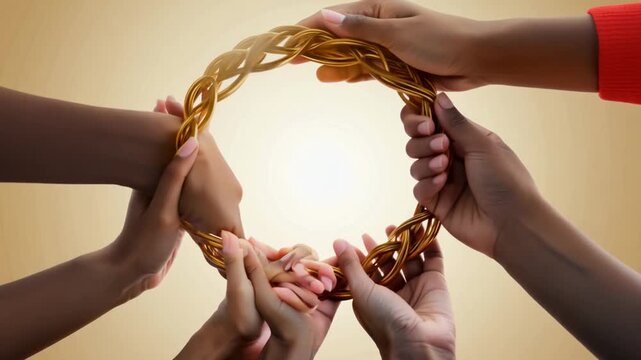 Unity Through Teamwork as Hands Connect to Support Each Other Generative AI