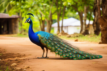 Fototapeta premium Peacock pavo cristatus in yala national park