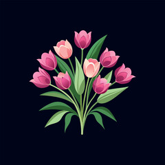 Obraz premium bouquet of pink tulips vector isolated illustration design