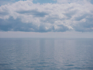 Seascape under a cloudy sky. View from a cruise ship from Frederikshavn to Gothenburg