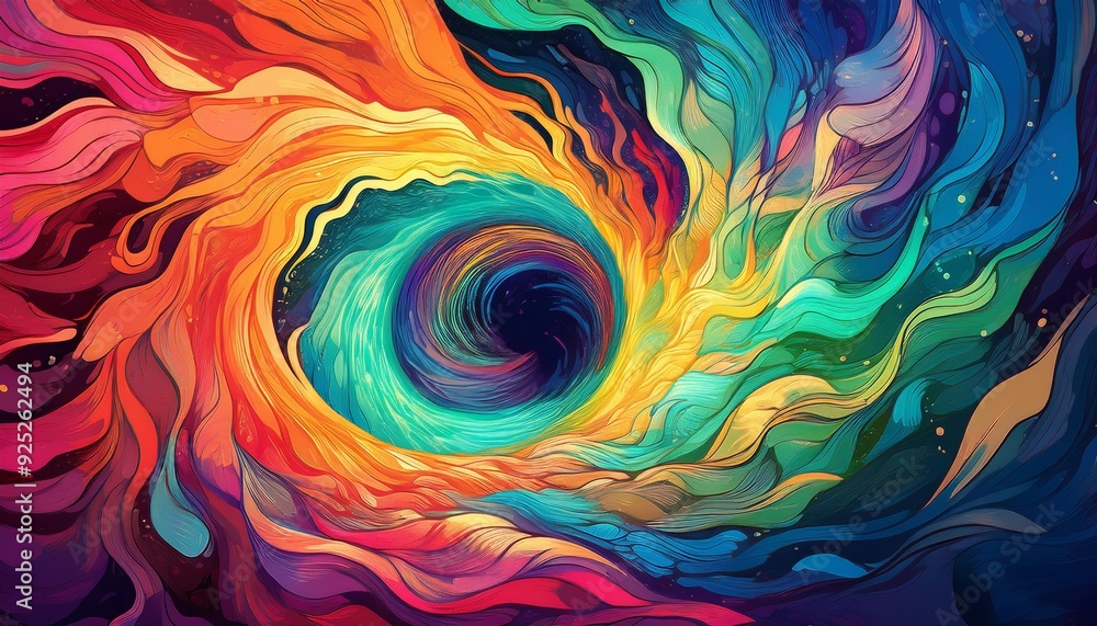 Canvas Prints psychedelic background featuring a hypnotic spiral vortex abstract colorful wallpaper. dynamic dimen