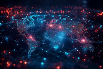 Obraz premium Global Digital Business Network Connection Illustration created with Generative AI