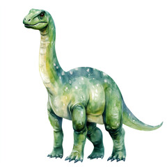 Fototapeta premium Dinosaur. Brontosaurus. Watercolor illustration, isolated on white background.