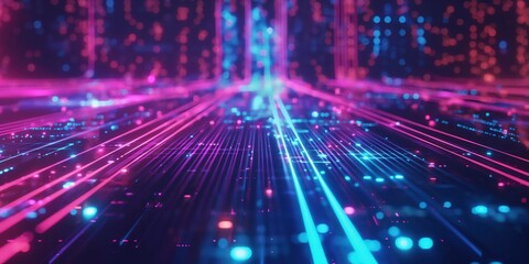 Futuristic Neon Tunnel with Vibrant Lights created by ai