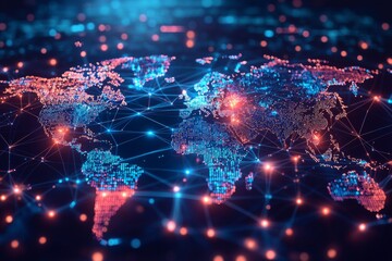 Fototapeta premium Global Digital Business Network Connection Illustration created with Generative AI
