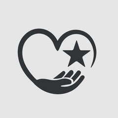 hand care with star logo design template. hand care vector icon symbol
