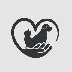 Pets, Dog, Cat, Mouse and Bird in Giant Protective Hand
