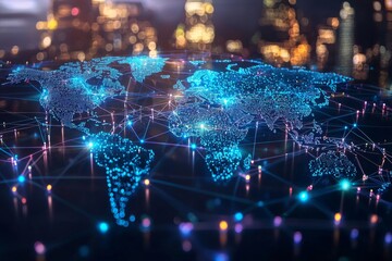 Obraz premium Global Digital Business Network Connection Illustration created with Generative AI