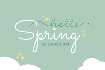 Hello Spring special sale banner. Modern calligraphy quote line 