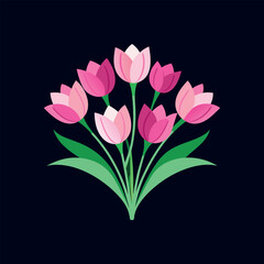 bouquet of pink tulips vector isolated illustration design