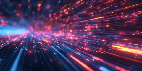 Futuristic Neon Tunnel with Vibrant Lights created by ai