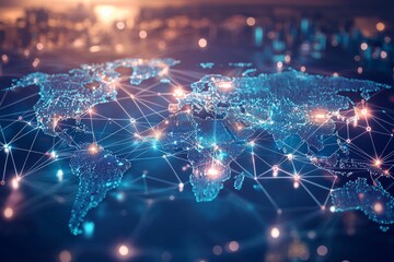 Fototapeta premium Global Digital Business Network Connection Illustration created with Generative AI