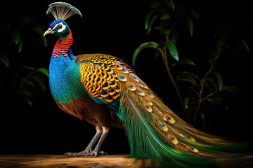 Obraz premium This colorful pheasant has striking long tail feathers copy space