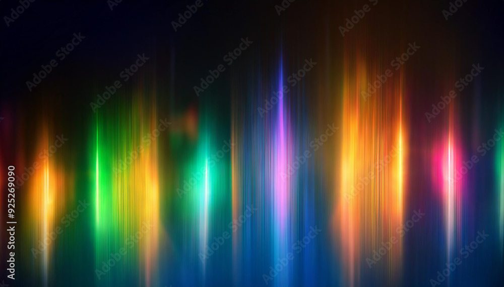 Aufkleber Vibrant Spectrum of Radiant Light Beams. Dynamic Display of Multicolored Waves in Motion on a Dark Background, Energy Flow Beauty of Refracted Light in Abstract Form. Poster Banner Wallpaper