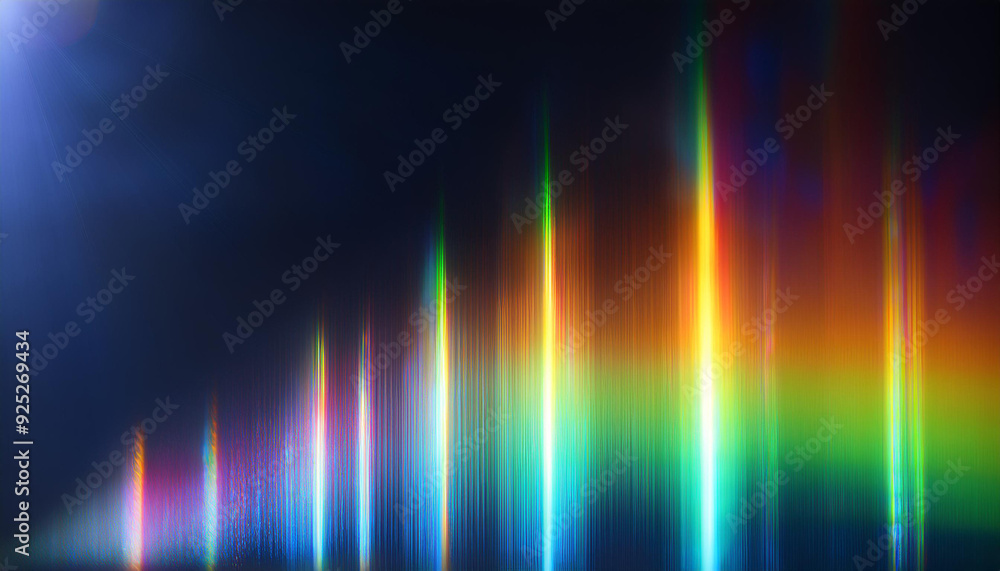 Aufkleber Vibrant Spectrum of Radiant Light Beams. Dynamic Display of Multicolored Waves in Motion on a Dark Background, Energy Flow Beauty of Refracted Light in Abstract Form. Poster Banner Wallpaper