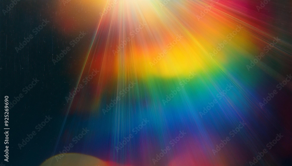 Poster Abstract Rainbow Light Spectrum Refraction on Dark Surface, Vibrant Gradient Colors Blurring Together in a Dynamic Display of Luminescent Energy and Prismatic Hues
