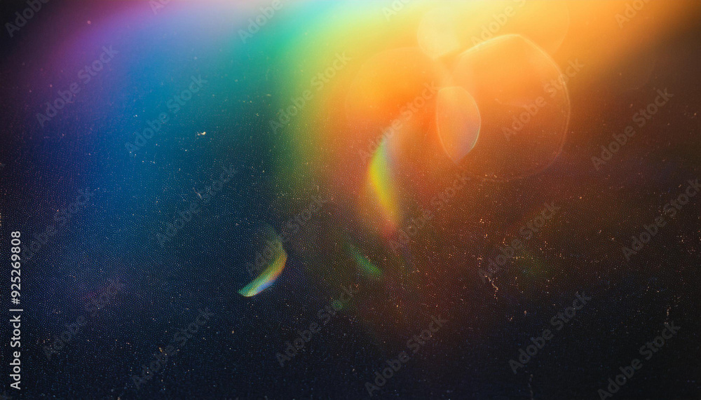 Poster Abstract Rainbow Light Spectrum Refraction on Dark Surface, Vibrant Gradient Colors Blurring Together in a Dynamic Display of Luminescent Energy and Prismatic Hues