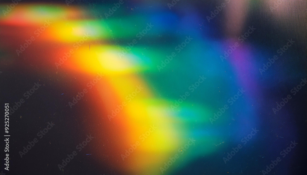 Poster Abstract Rainbow Light Spectrum Refraction on Dark Surface, Vibrant Gradient Colors Blurring Together in a Dynamic Display of Luminescent Energy and Prismatic Hues