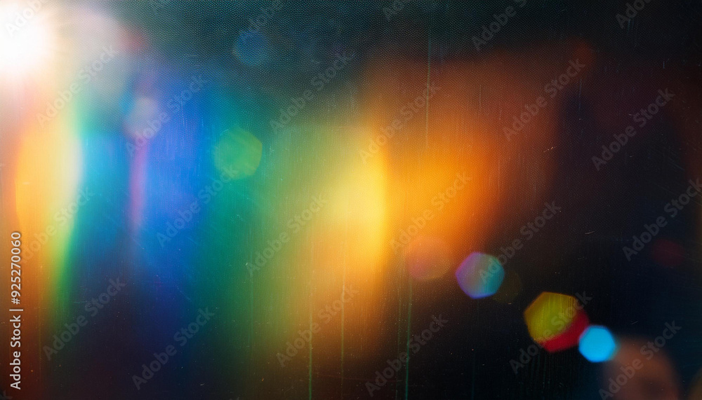 Poster Abstract Rainbow Light Spectrum Refraction on Dark Surface, Vibrant Gradient Colors Blurring Together in a Dynamic Display of Luminescent Energy and Prismatic Hues