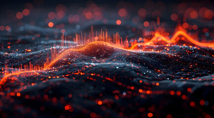 Naklejka premium Abstract 3D Background with Red and Orange Lights